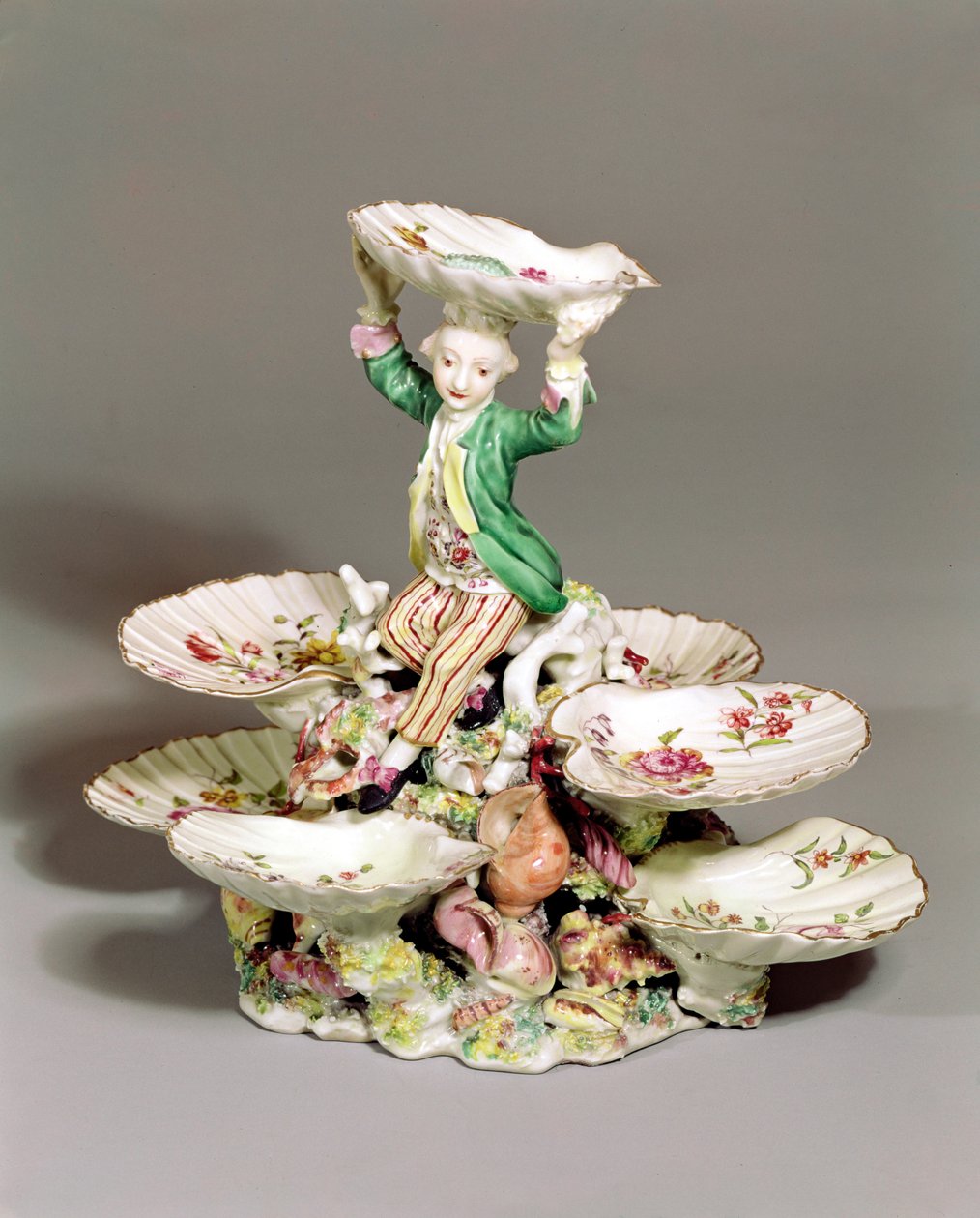 Derby bord mittpunkt, 1760-65 (porslin) av English School