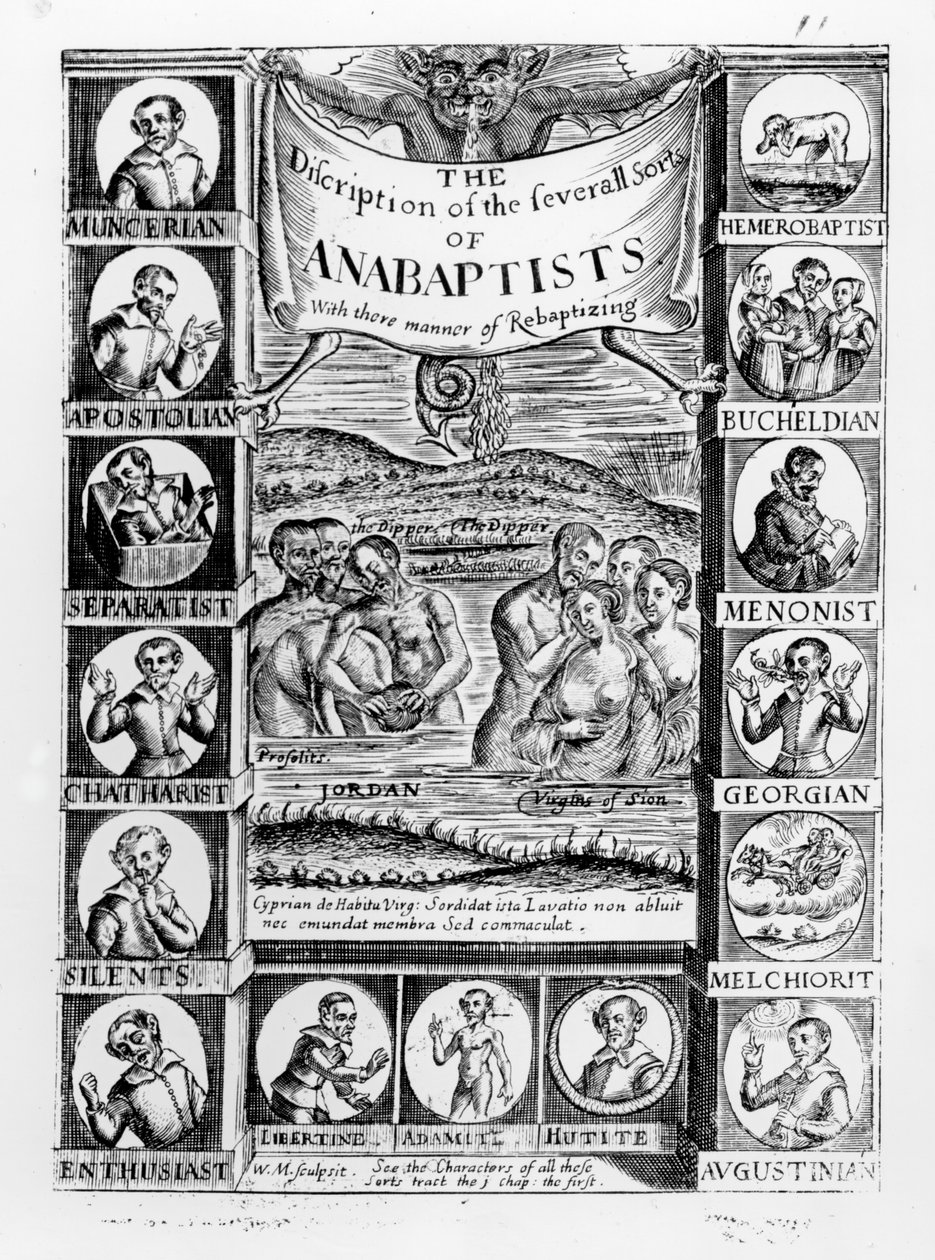 Beskrivning av de olika typerna av anabaptister, 1645 av English School