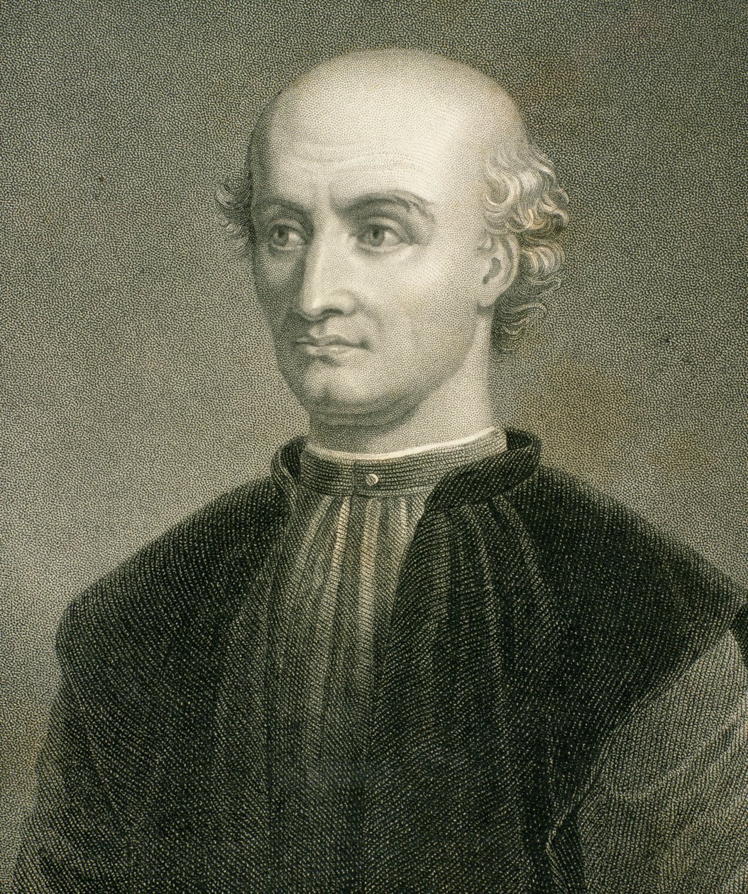 Donato Bramante (1444-1514) från "Gallery of Portraits", publicerad 1833 av English School