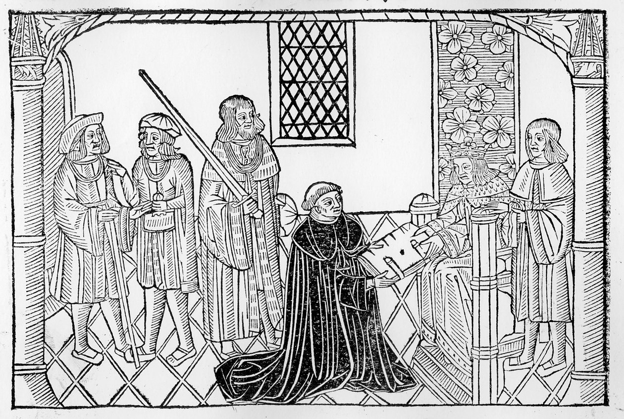 Earl Rivers presenterar sin bok för Edward IV av English School