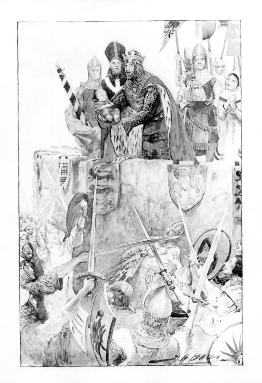 Edward I utropar sin son till prins av Wales av English School