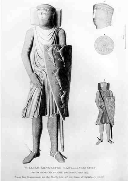 Bild av William Longespee, tredje earl av Salisbury (d.1226), från hans monument i långhuset i Salisbury Cathedral av English School