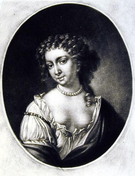 Eleanor Gwynne (1650-87) illustration från Portraits of Characters Illustrious in British History, graverad av Richard Earlom (1743-1822) och Charles Turner (c.1775-1857) (mezzotint) av English School