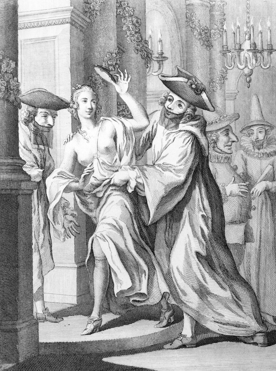 Elizabeth Chudleigh, grevinnan av Bristol, klädd som Iphigenia, ca 1749 av English School