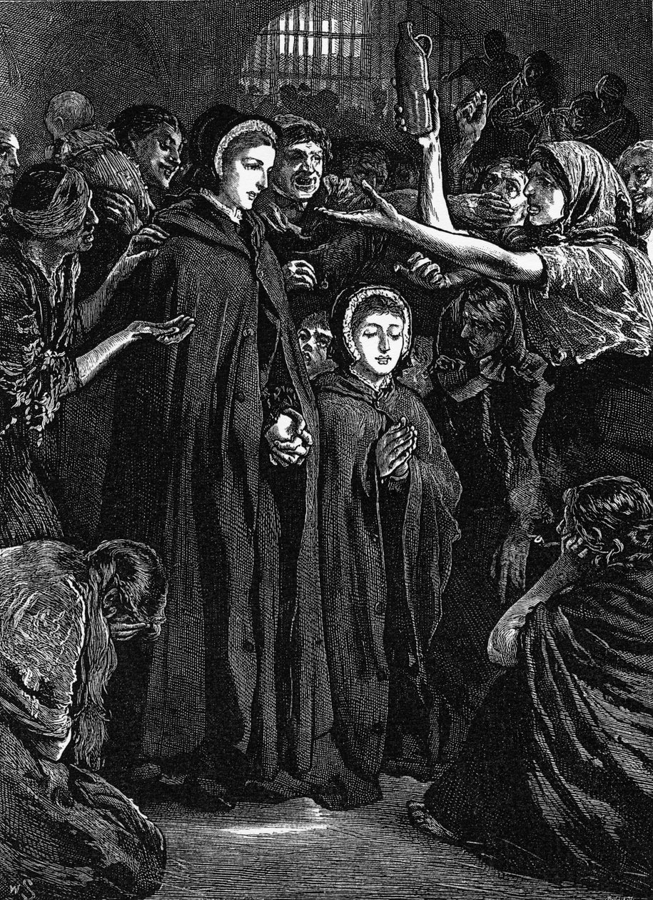 Elizabeth Fry och Anna Buxton besöker Newgate Prison av English School