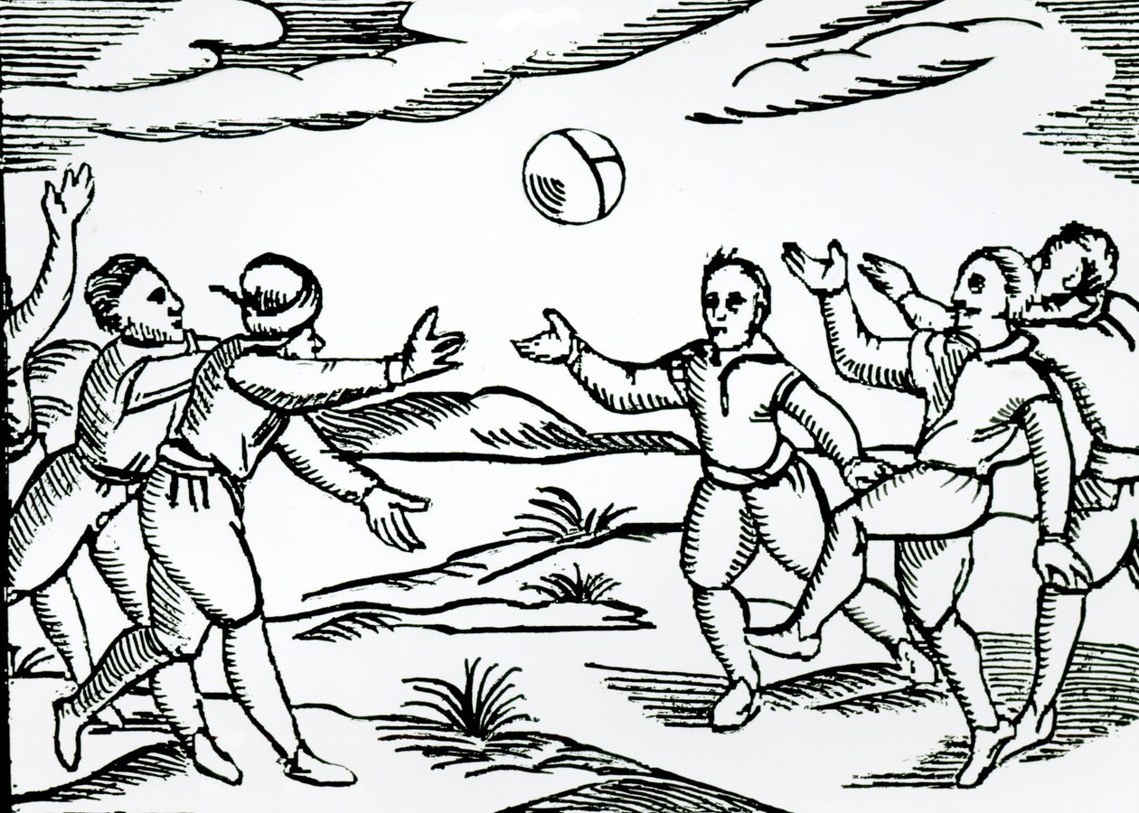 Elizabethan Football (träsnitt) av English School