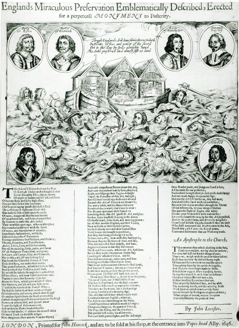 Englands mirakulösa bevarande emblematiskt beskrivet, uppfört för ett evigt monument över eftervärlden, 1646 av English School