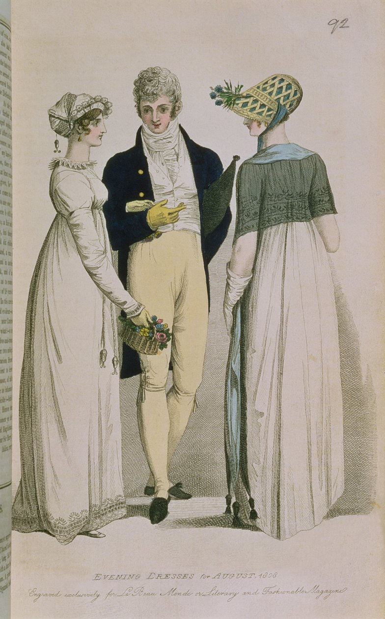 Aftonklänningar för augusti 1808, illustration från 