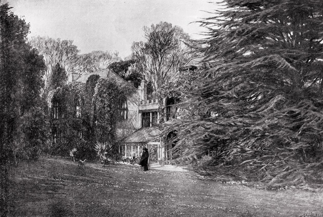 Farringford huko Freshwater Bay, nyumbani kwa Alfred Lord Tennyson (1809-92) swed av English School