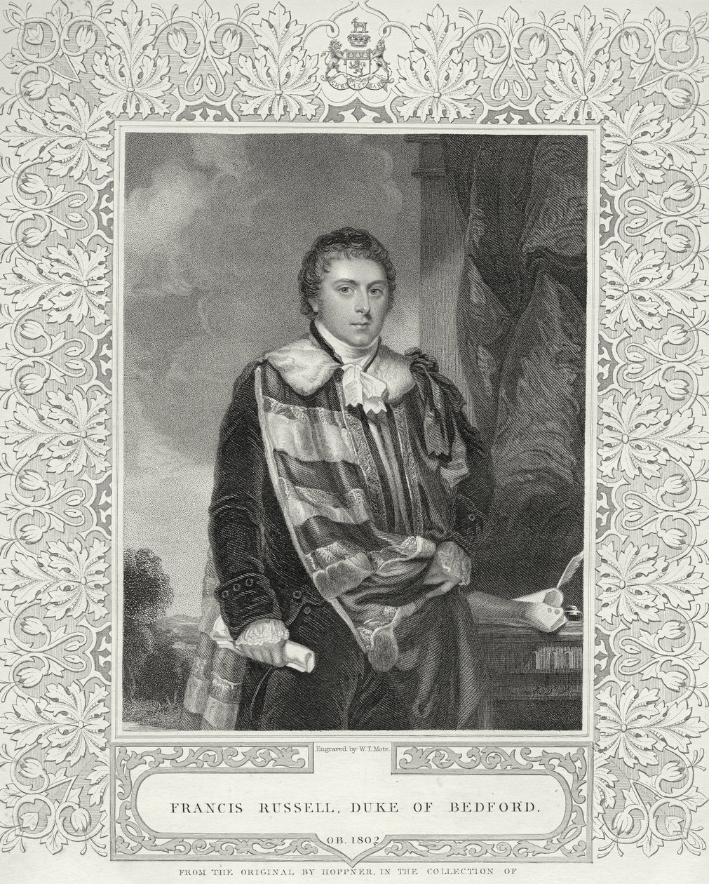 Francis Russell (1765-1802) 5:e hertigen av Bedford, graverad av W. T. Mote av English School