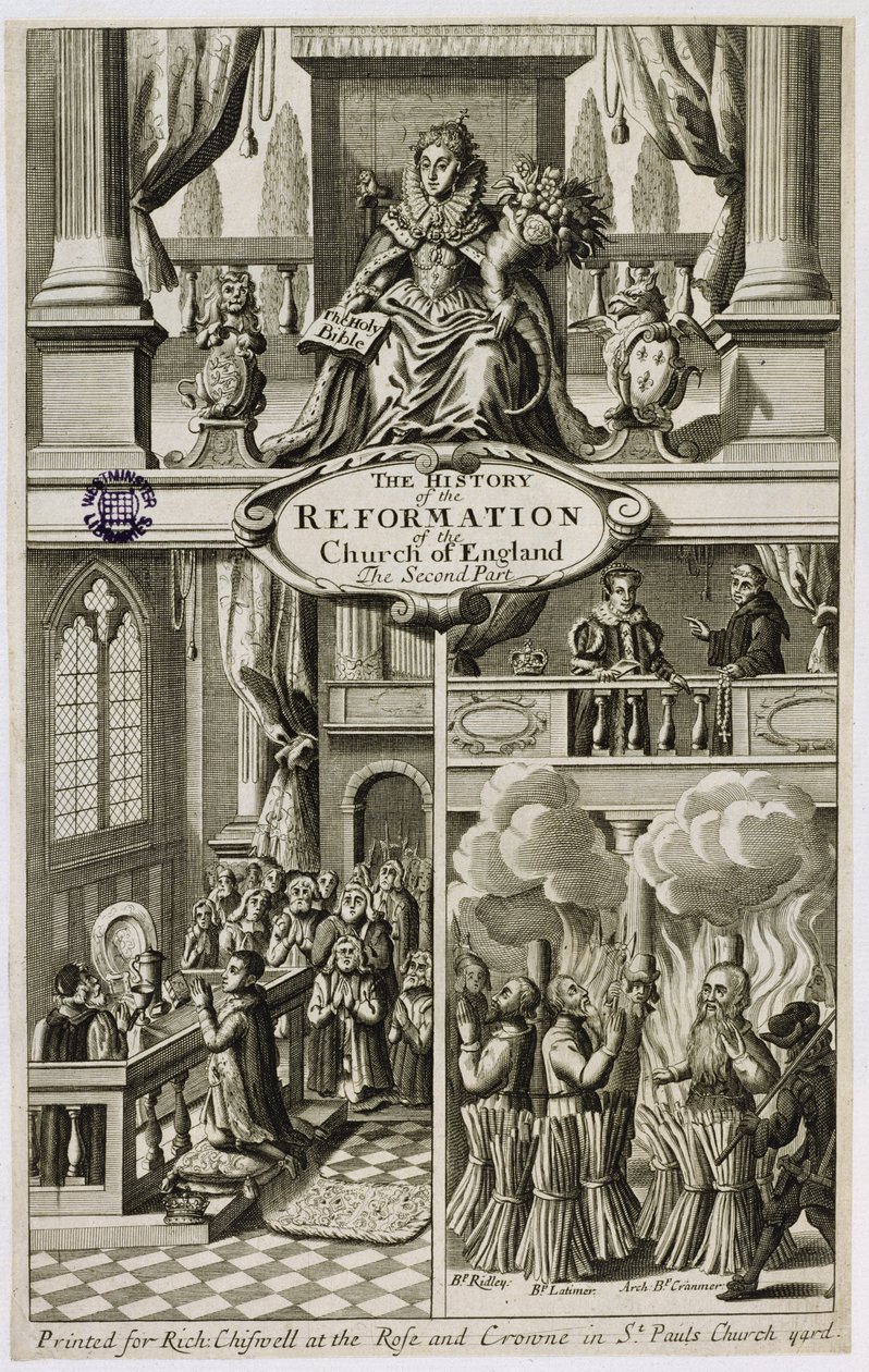 Frontispice till The History of the Reformation of Church of England: The Second Part av Gilbert Burnet (1643-1715), pub. av Richard Chiswell (1639-1711), 1681 av English School