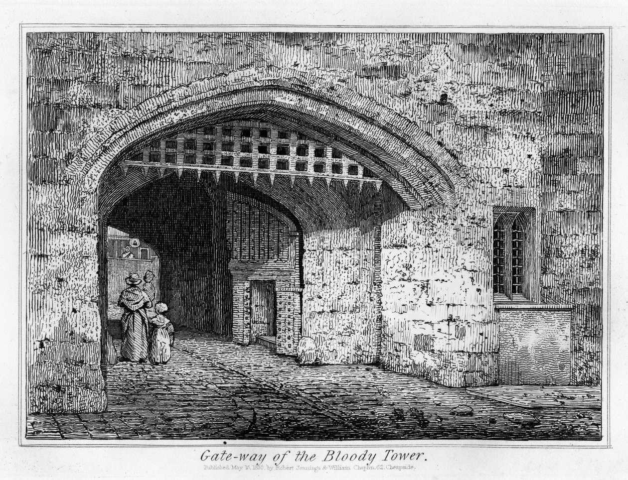 Porten till Bloody Tower, 1830 av English School