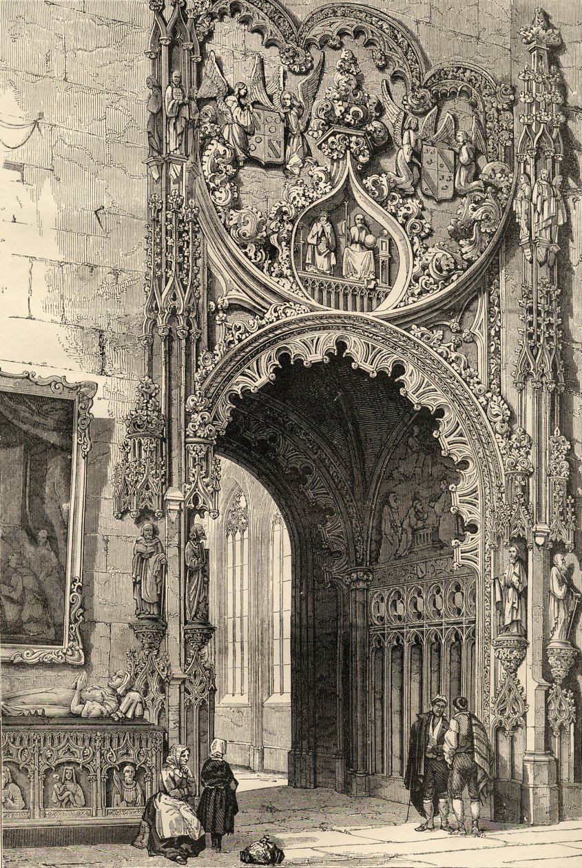 Porten till katedralen, Segovia, illustration från "Spanish Pictures" av pastor Samuel Manning av English School