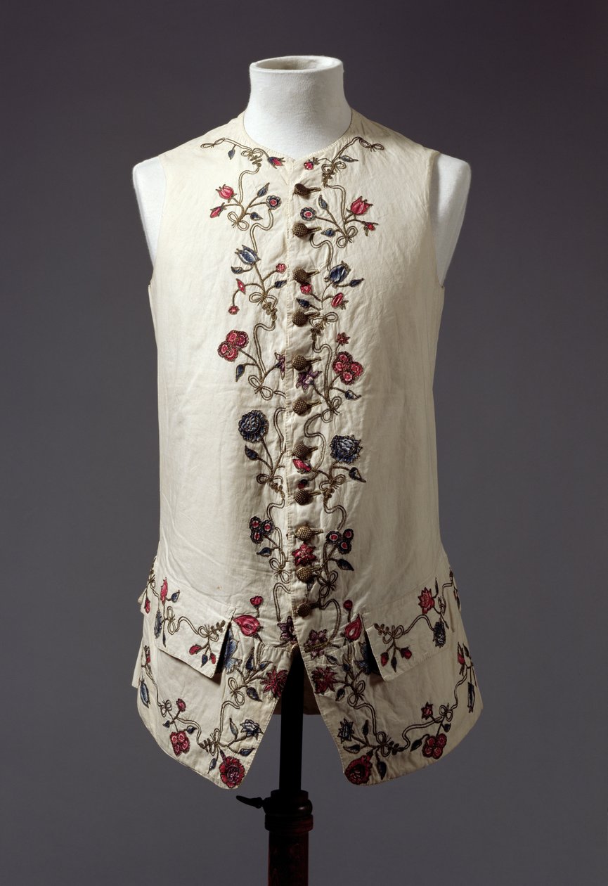 Gentlemansväst, ca 1760-70 (linne) av English School