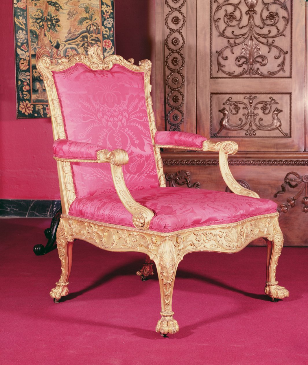 Förgylld fåtölj av Robert Adam och Thomas Chippendale, 1764 av English School
