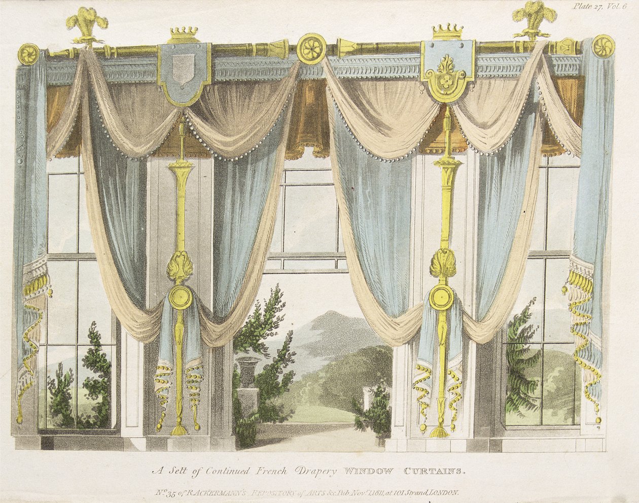 Gotiskt fönster, skylt 157 från Ackermanns Repository of Arts, publicerad 1826 av English School