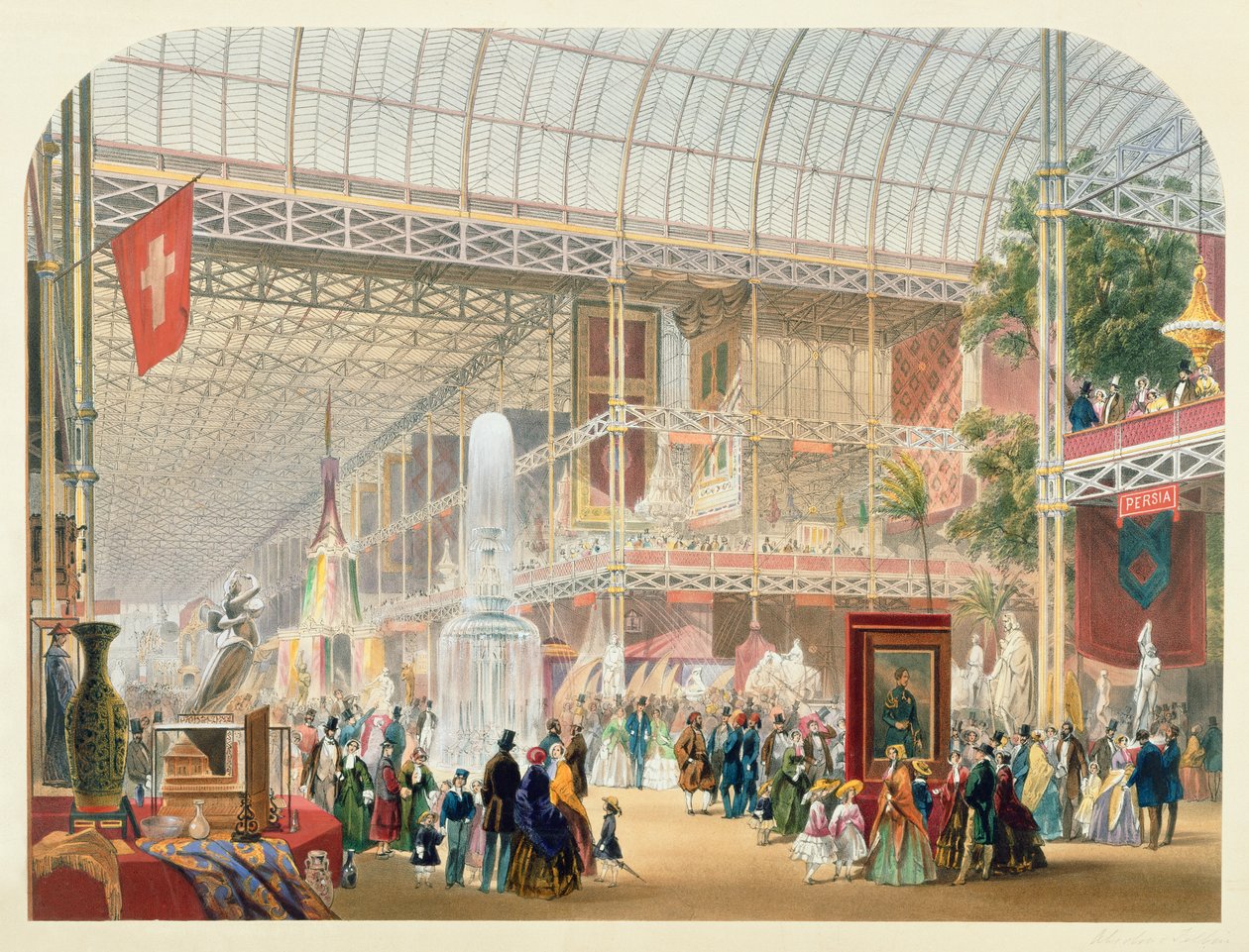Stor utställning, 1851: Central Transept of the Crystal Palace av English School