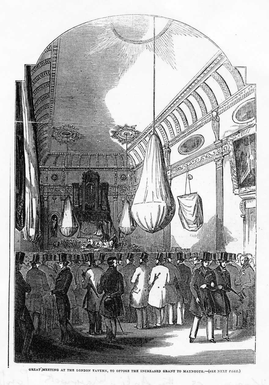 Stort möte på London Tavern för att motsätta sig det ökade anslaget till Maynooth, ca 1840-talet av English School