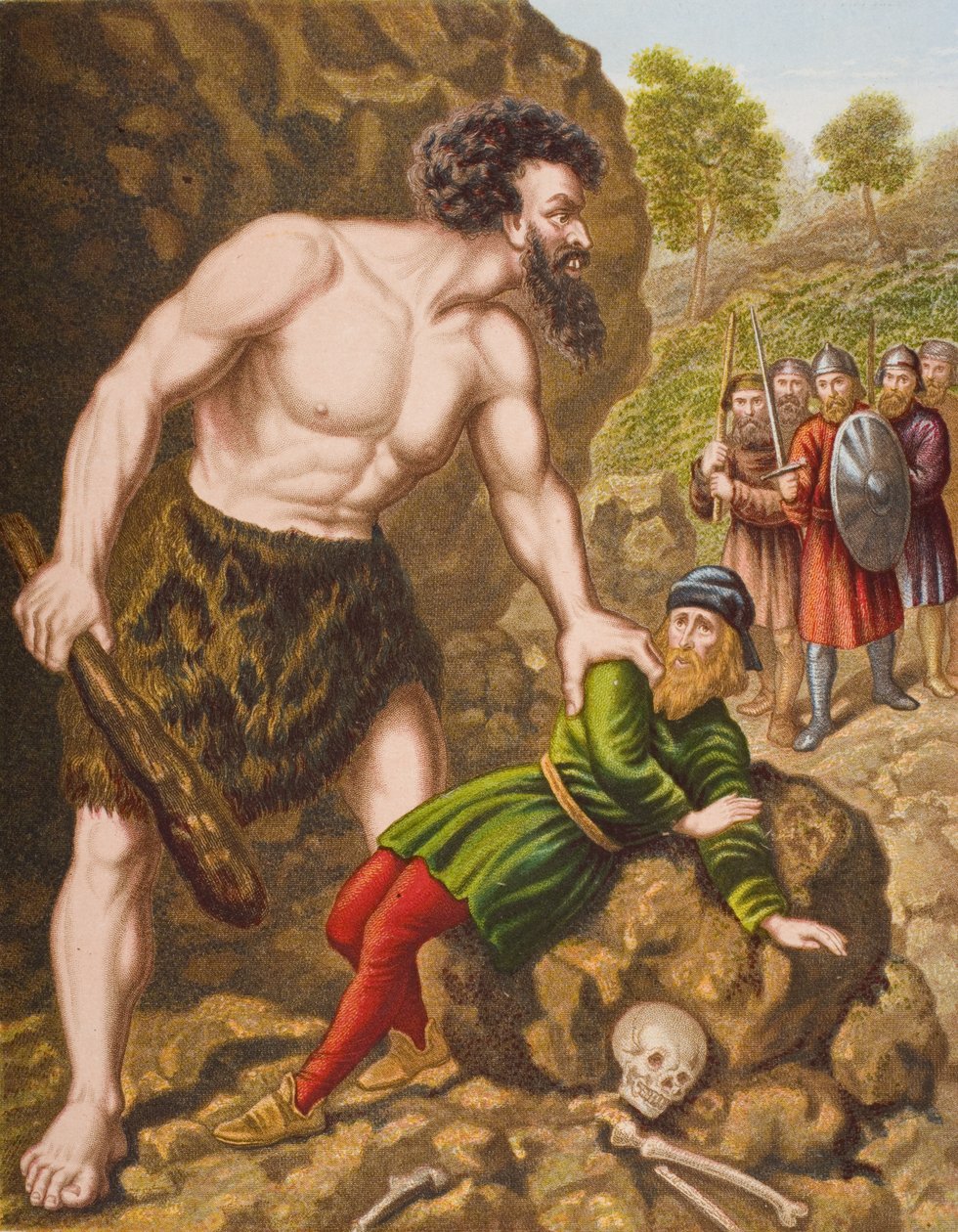 Great-Heart och hans följeslagare attackerar Giant Slay-Good, illustration från 