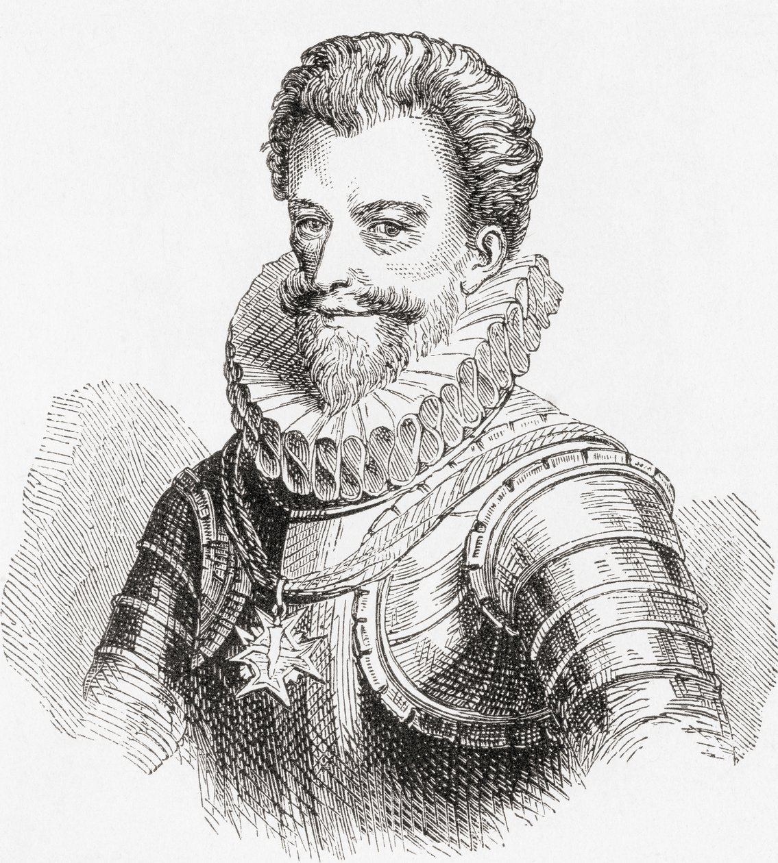 Henry I, Prince of Joinville, hertig av Guise, greve av Eu, 1550-1588, aka Le Balafre (Scarface), från Ward and Locks Illustrated History of the World, pub. c.1882 av English School