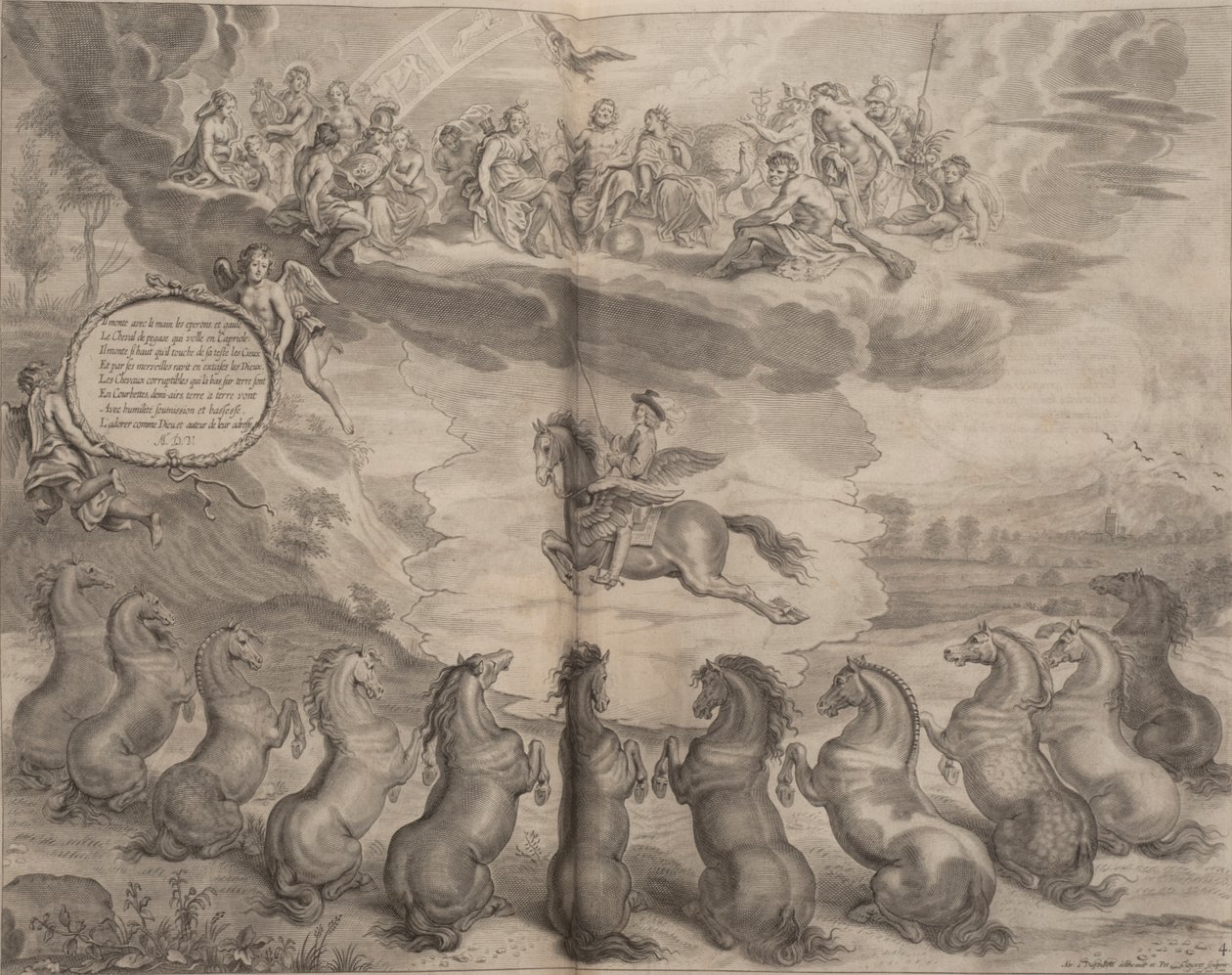 Illustration från A General System of Horsemanship, av William Cavendish, 1658 av English School