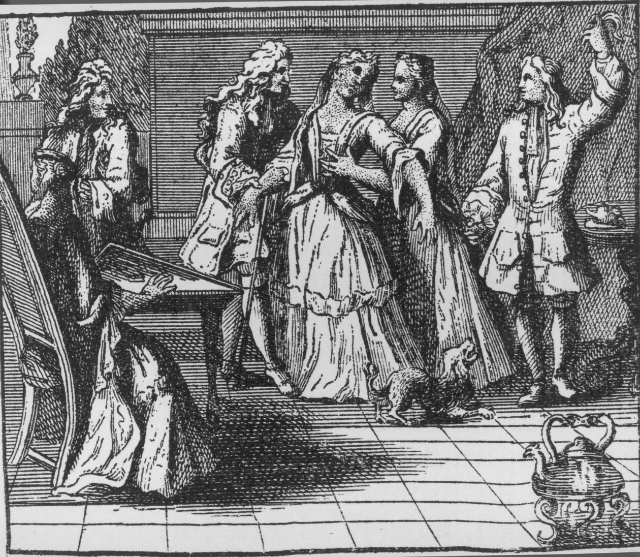 Illustration från "The Rape of the Lock" av Alexander Pope (1688-1744) 1714 av English School