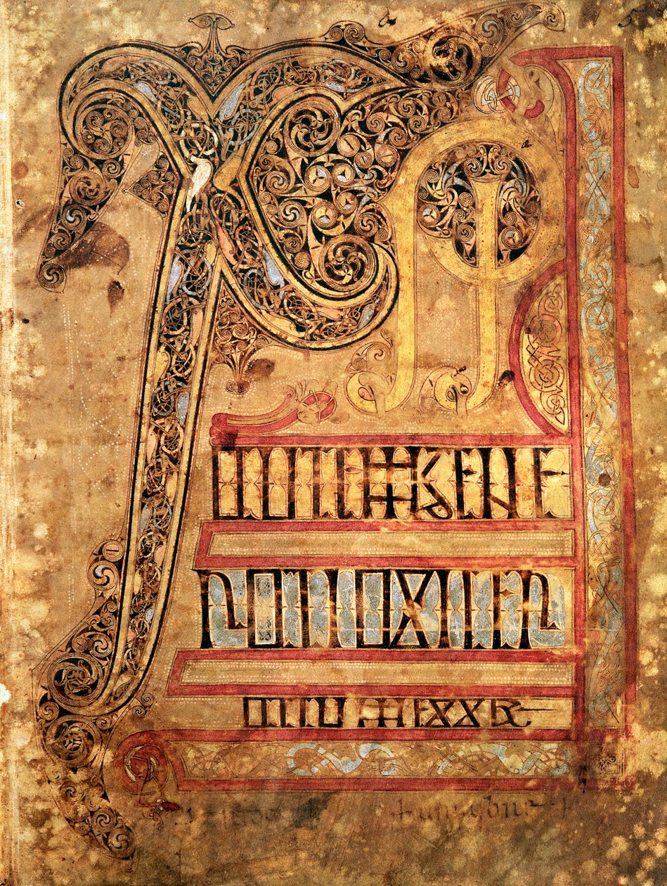 Första sidan från Lichfield-evangelierna, c.720 av English School