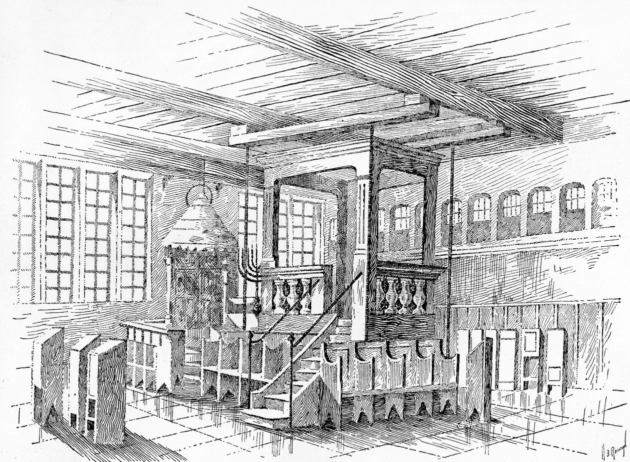Interiör av en gammal synagoga i Metz, Tyskland av English School