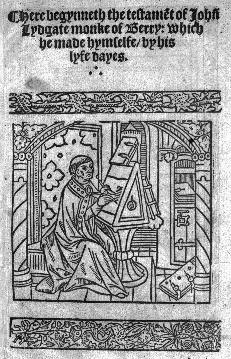 John Lydgate vid sitt skrivbord, ca 1515 av English School