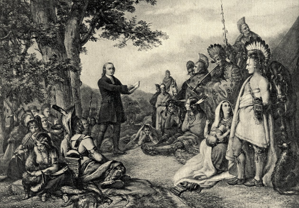 John Wesley predikade för indianerna i Georgia 1736 av English School