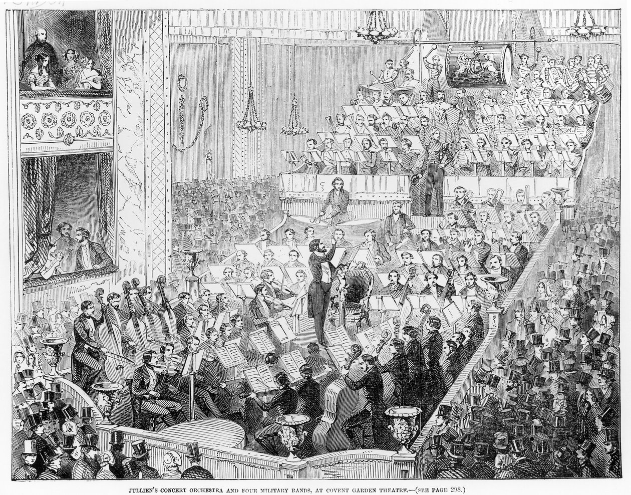Julliens Koncertorkester og Fire Militære Bands, på Covent Garden Theatre swed av English School