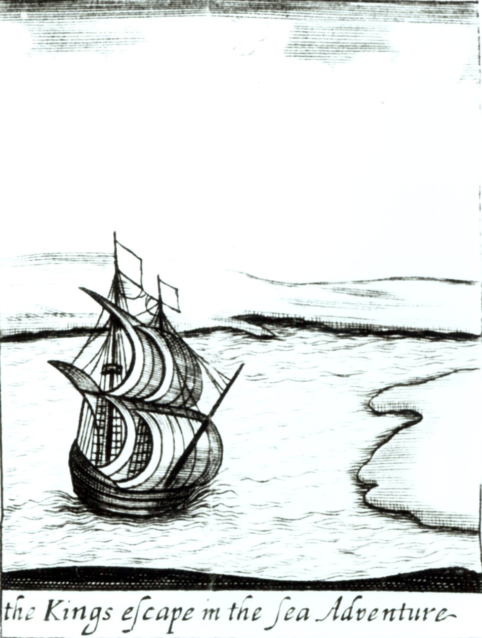 Kung Karl II (1630-85) Flyr från England 1651, publicerad 1660 av English School