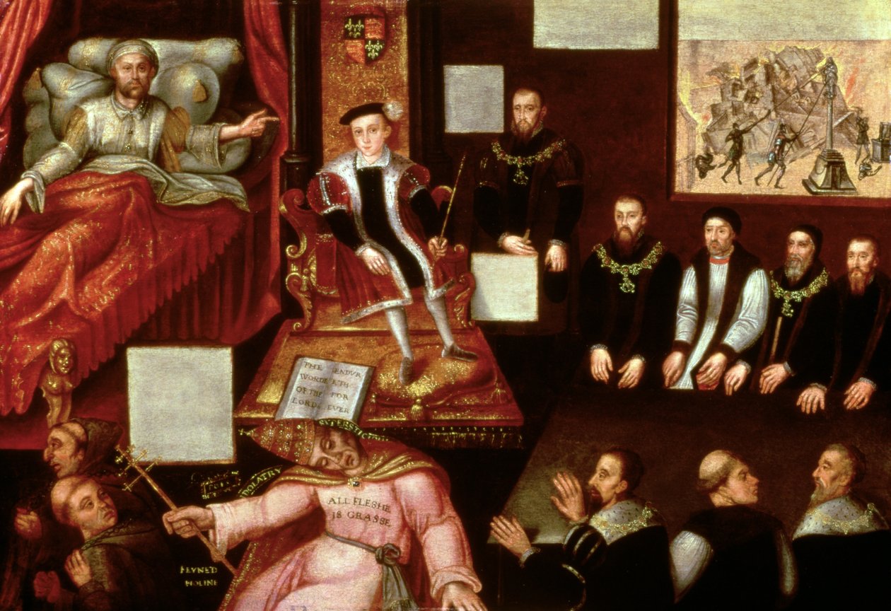 Kung Edward VI (1537-53) och påven, ca 1570 av English School