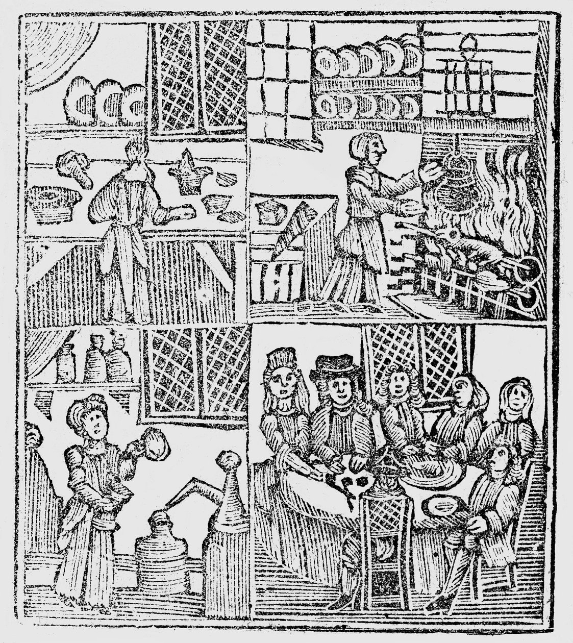 Kitchen Interiors, en illustration från "A Book of Roxburghe Ballads" av English School