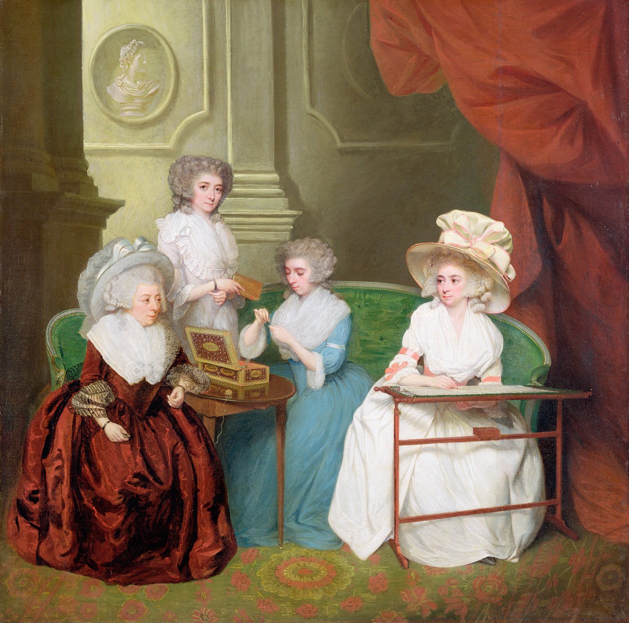 Lady Jane Mathew och hennes döttrar, ca 1790 av English School