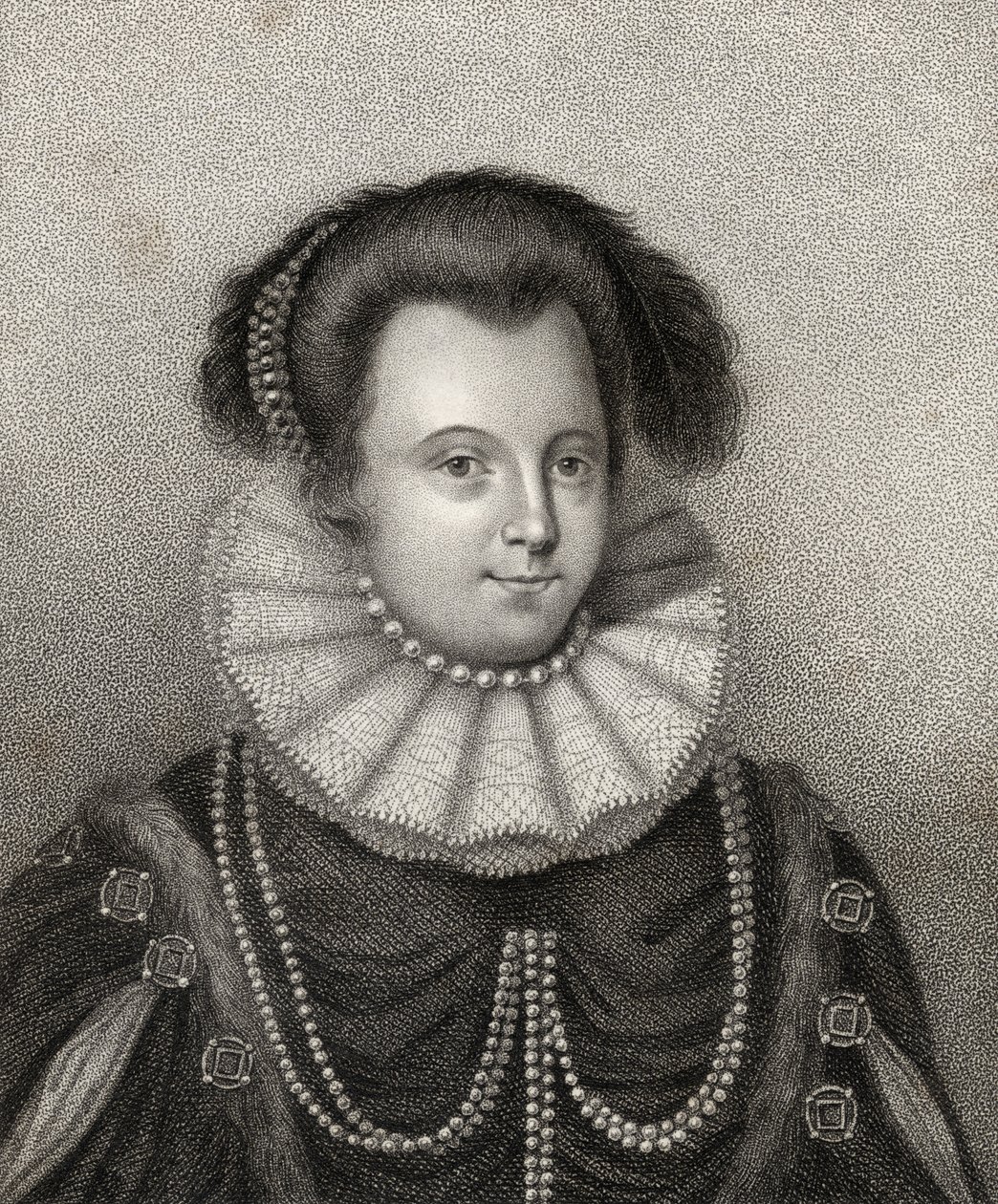 Lady Margaret Russell, graverad av Bocquet, illustration från "A catalogue of Royal and Noble Authors, Volume II", publicerad 1806 av English School