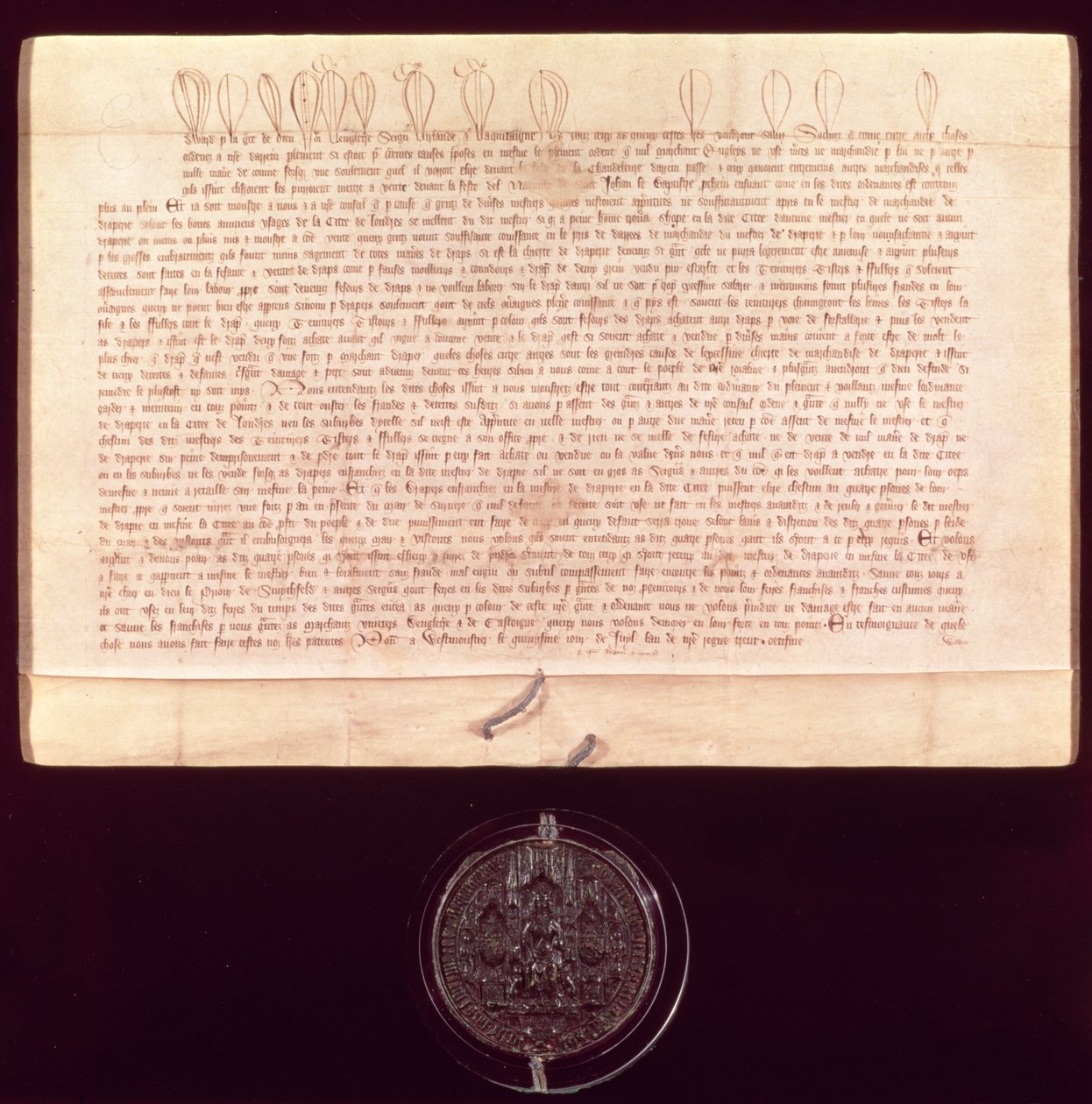 Patentbrev beviljade till Worshipful Company of Drapers, 1438-9 av English School