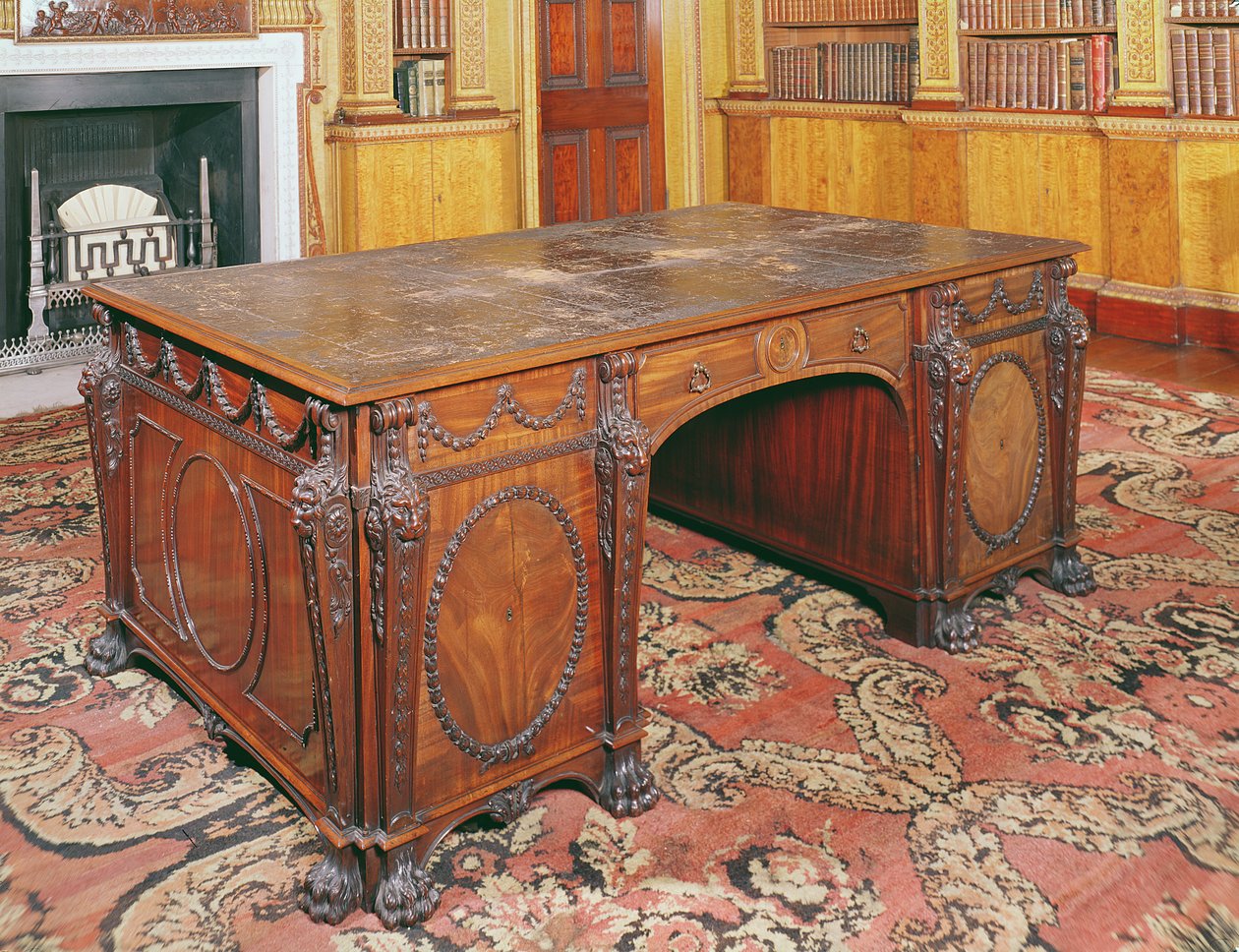 Biblioteksbord levererat av Thomas Chippendale, 1767 av English School
