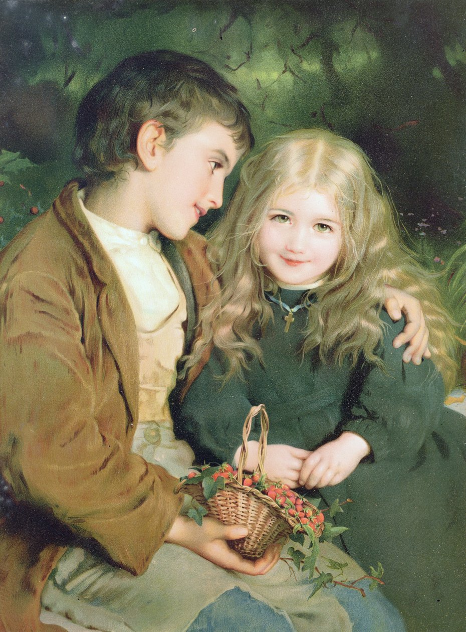 Little Sweethearts, från en Pears Annual, c.1880 av English School