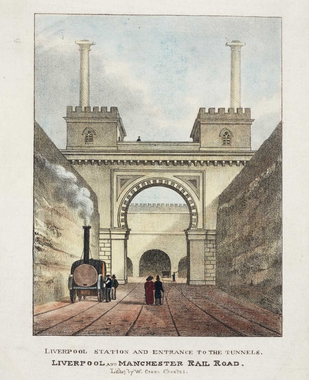 Liverpool Station och ingången till tunnlarna, 1831 av English School
