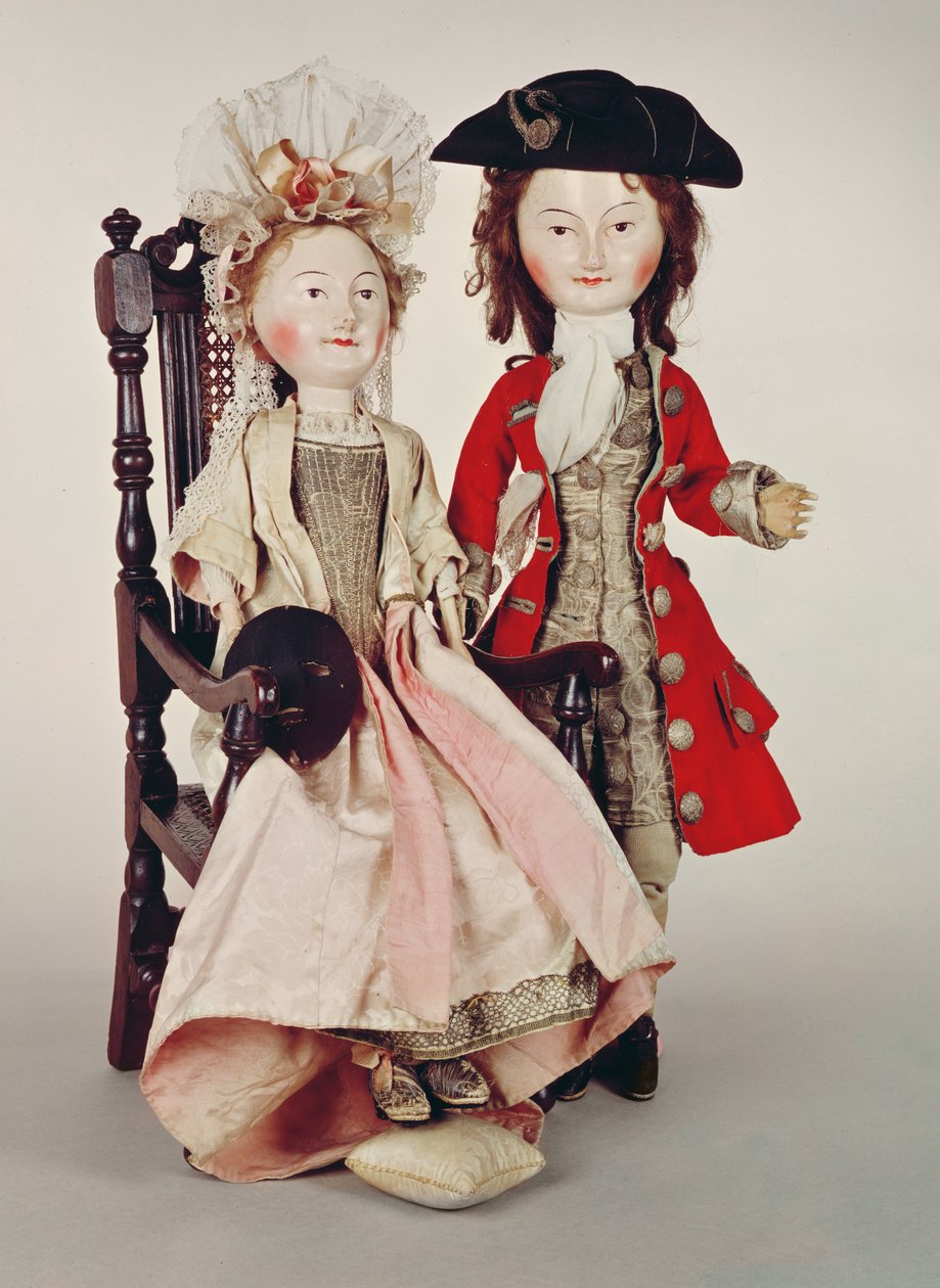 Lord and Lady Clapham, trädockor tillverkade under William och Mary-perioden, sent 17:e, ca 1680-talet (se även 182283) av English School