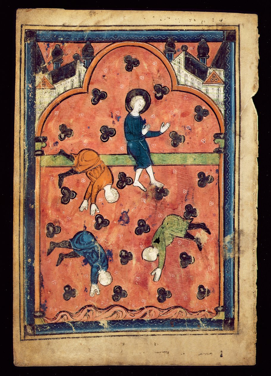 MS 1148-1993v Apokryfisk berättelse om Jesusbarnet som rider på en solstråle, blad från en psaltar av English School
