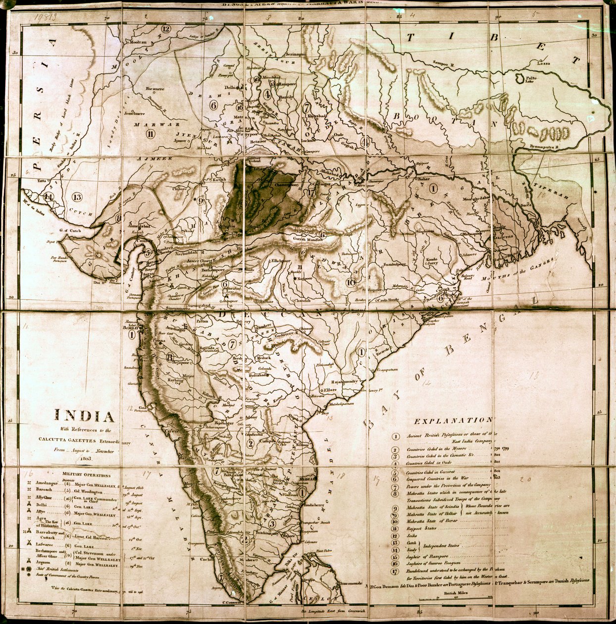 Karta över Indien, 1803 av English School