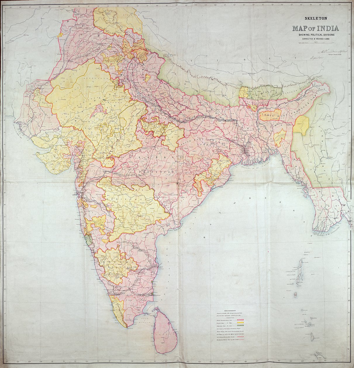 Karta över Indien, 1865 av English School