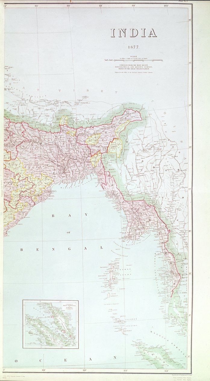 Karta över Indien, 1877 av English School