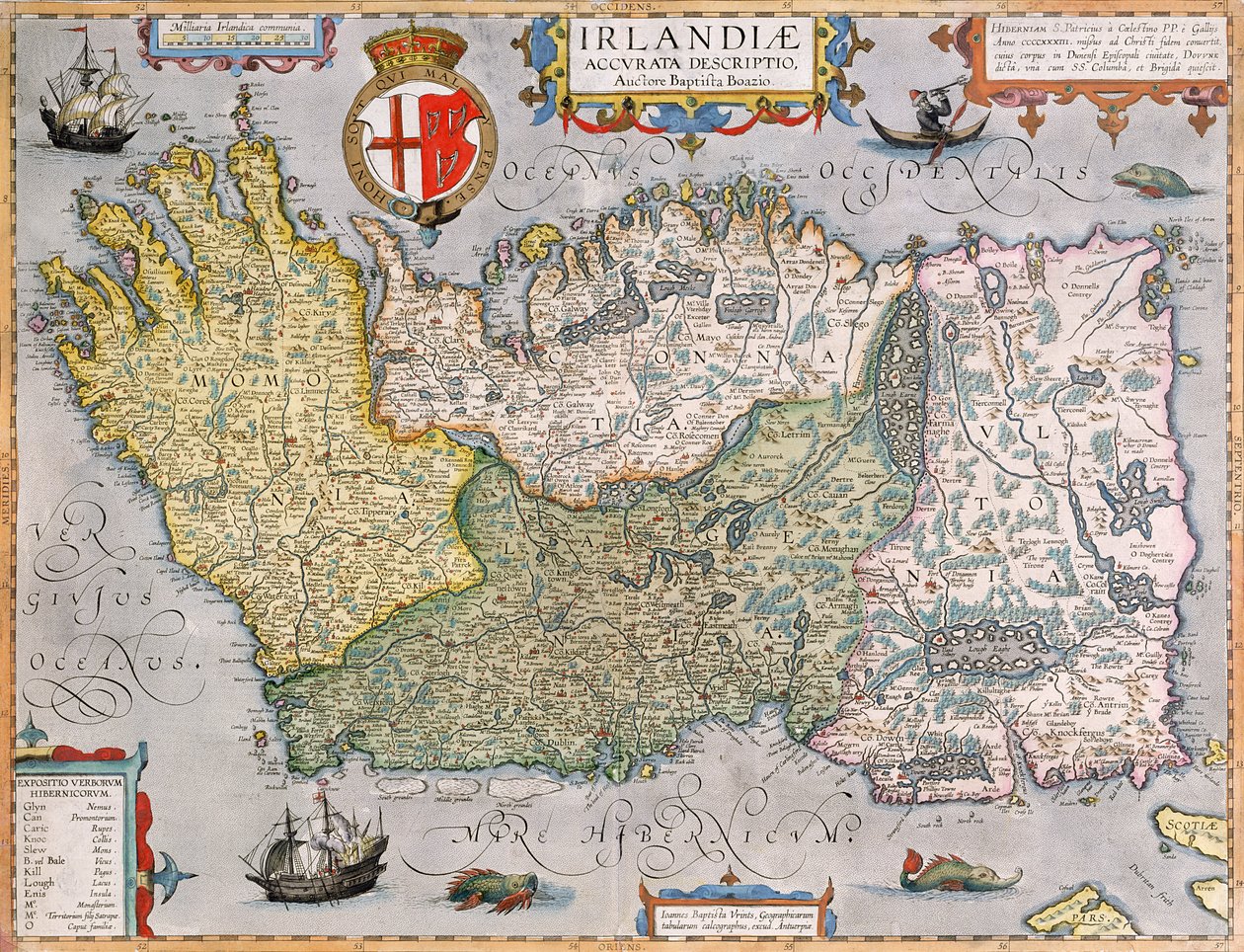 Karta över Irland (handfärgad gravyr) av English School