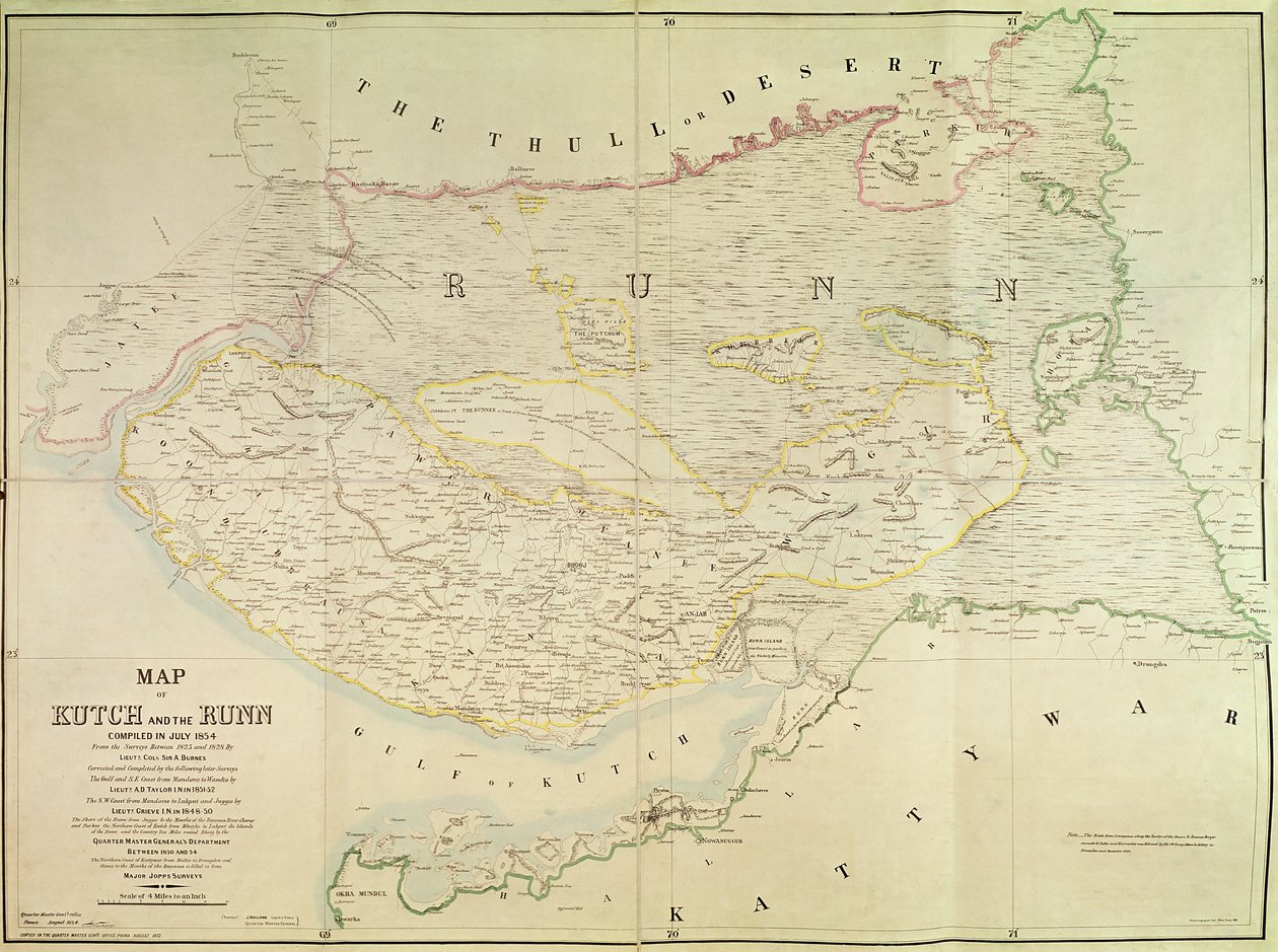Karta över Kutch and Runn, Indien, 1854 av English School