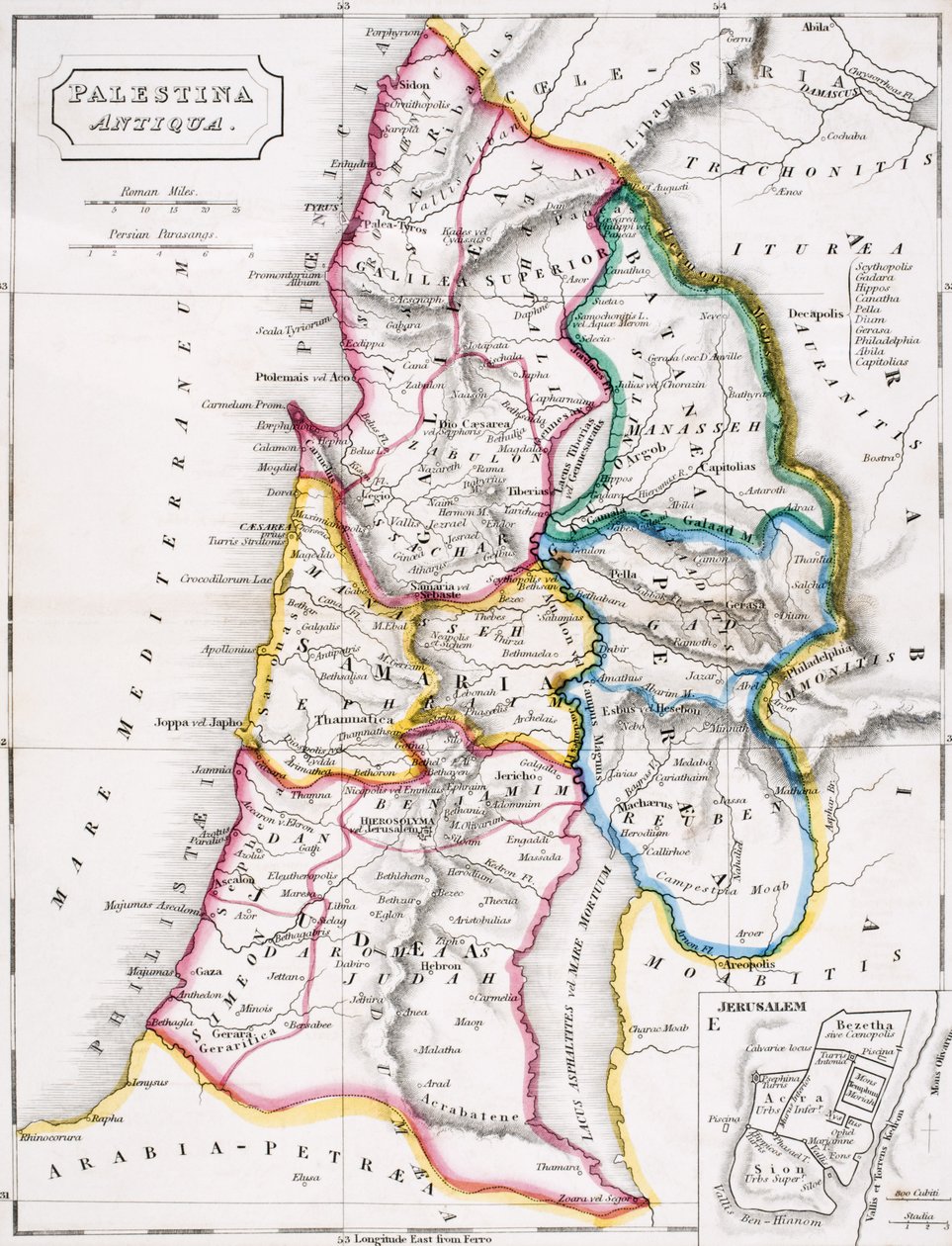 Karta över Palestina, Palestina Antiqua, från 