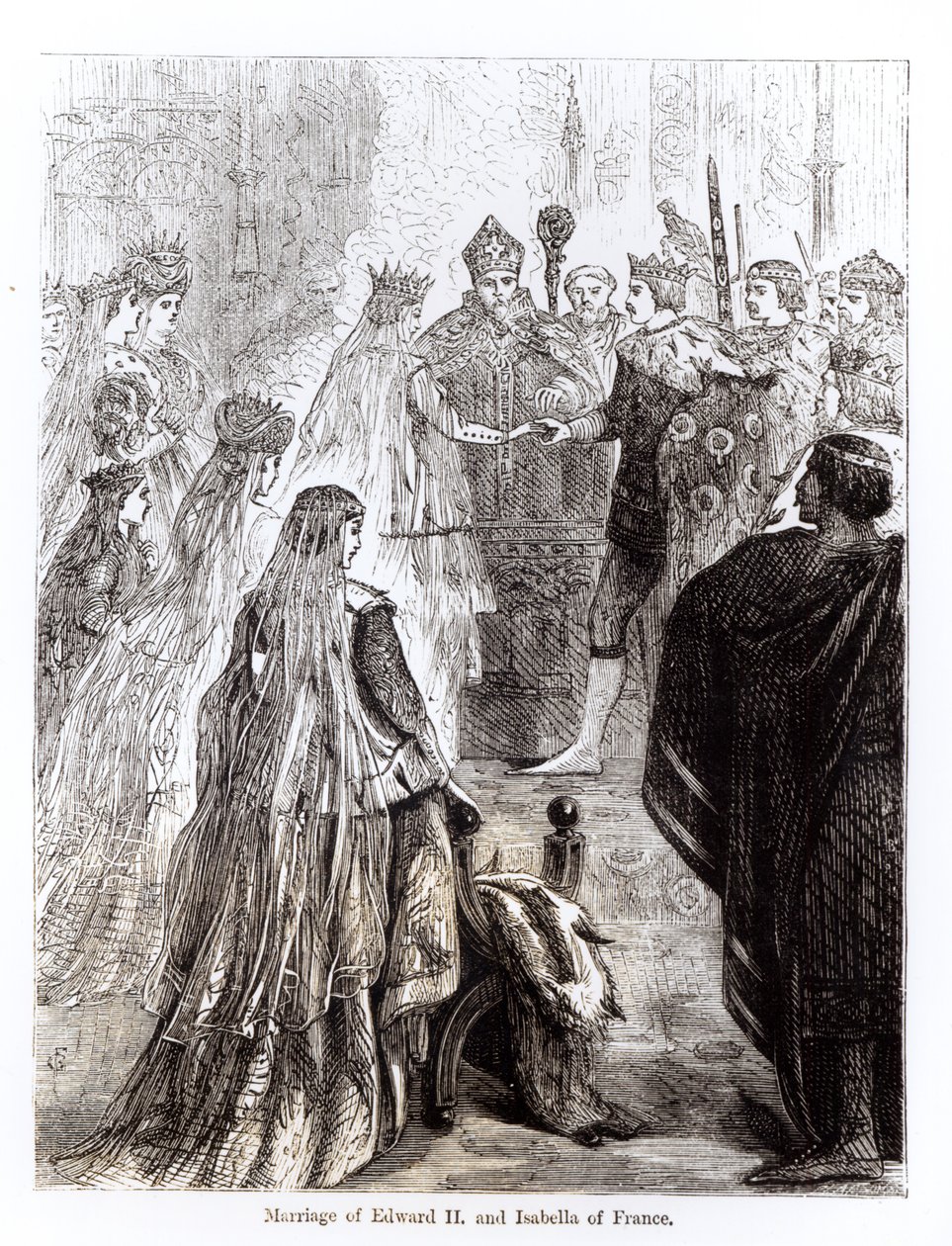 Äktenskap mellan Edvard II (1284-1327) och Isabella av Frankrike (1292-1358) av English School