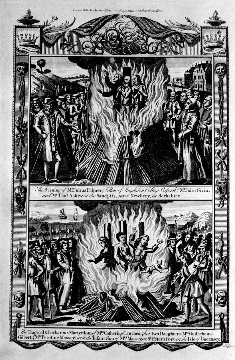 Martyrskap och bränning, från "The New and Complete Book of Martyrs", av Paul Wright av English School